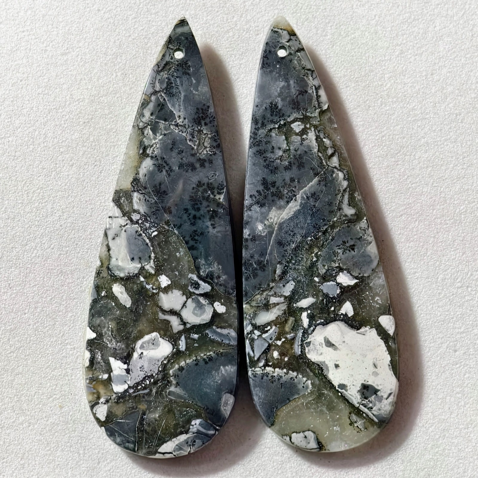 53 Cts Natural Maligano Jasper Drilled Pair Cabochon Gemstone 47.5 X 16.6 MM