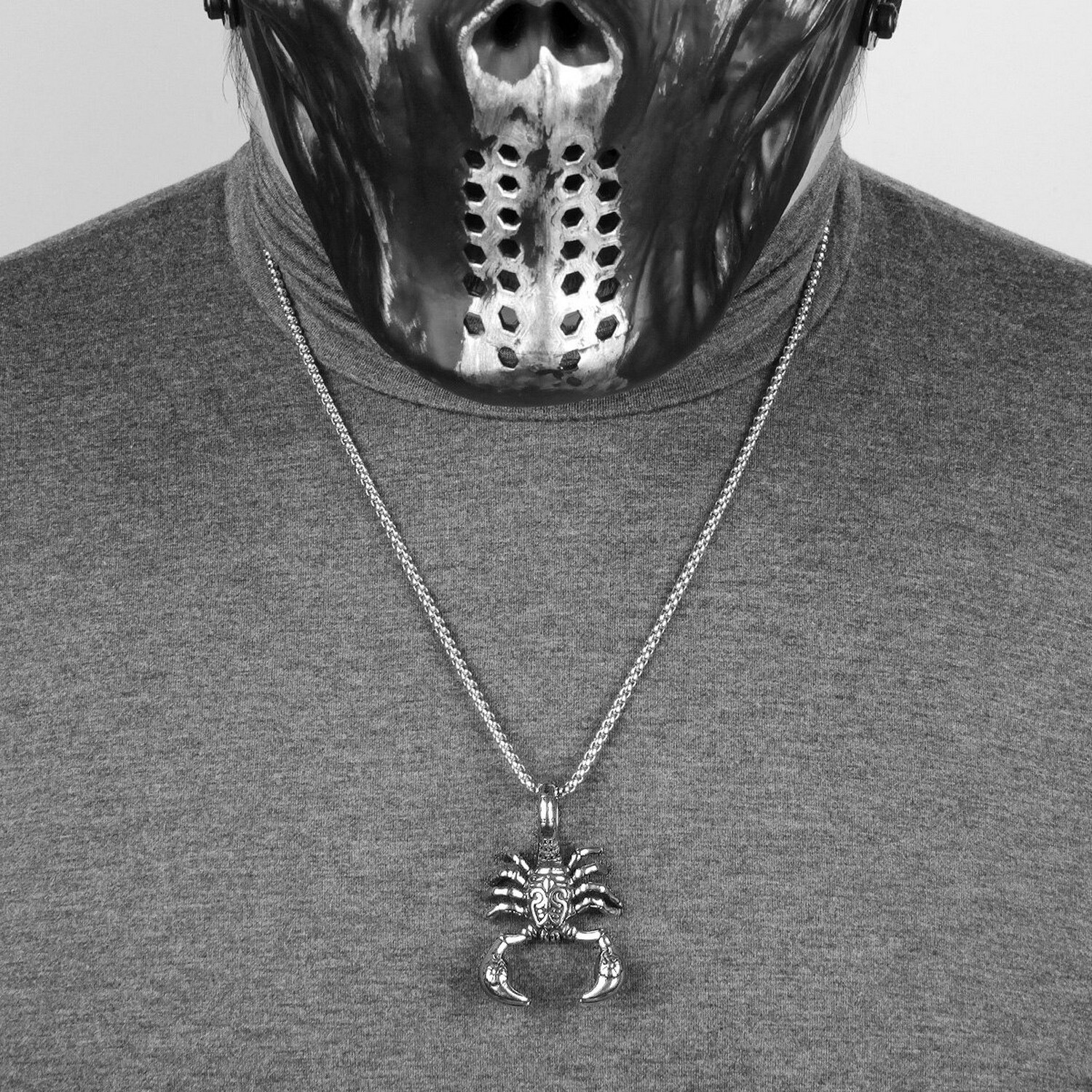 Scorpion Animal Men’s Long Necklace Stainless Silver Pendant Chain Punk Hip Hop