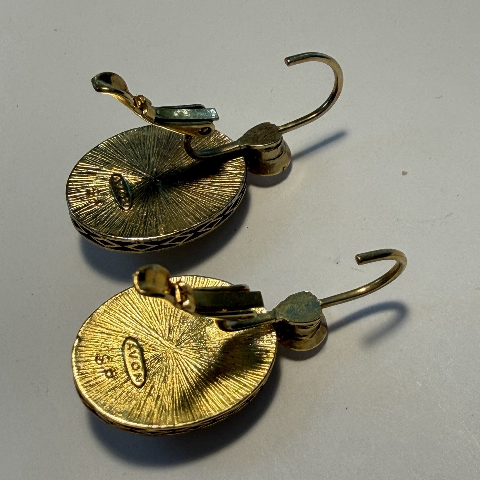 Vintage Avon Nina Ricci Rose Cameo Earrings Rhinestone Gold Tone Pierced