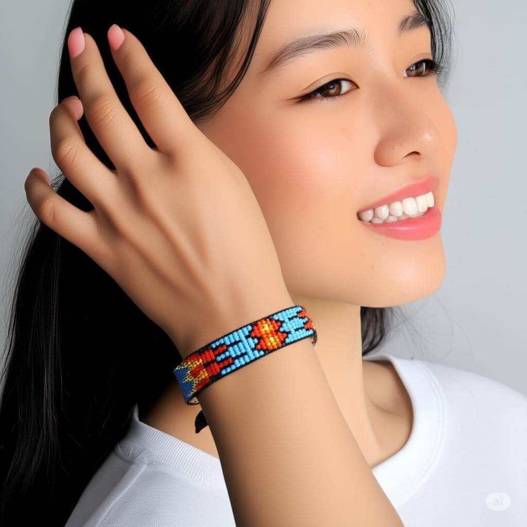 Tribal Pattern Beaded Bracelet – Adjustable Handmade Jewelry for Every Occasion