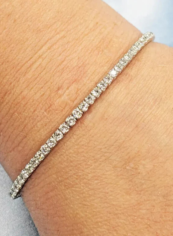 14K White Gold 6.60CT Round Cut GDGL Certified Natural Diamond Tennis Bracelet
