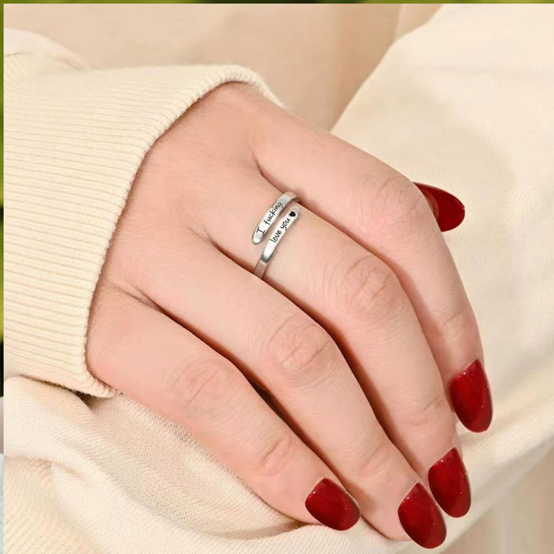 I F♡Cking Love You Ring for Women Adjustable Stainless Steel Silver Promise Ring