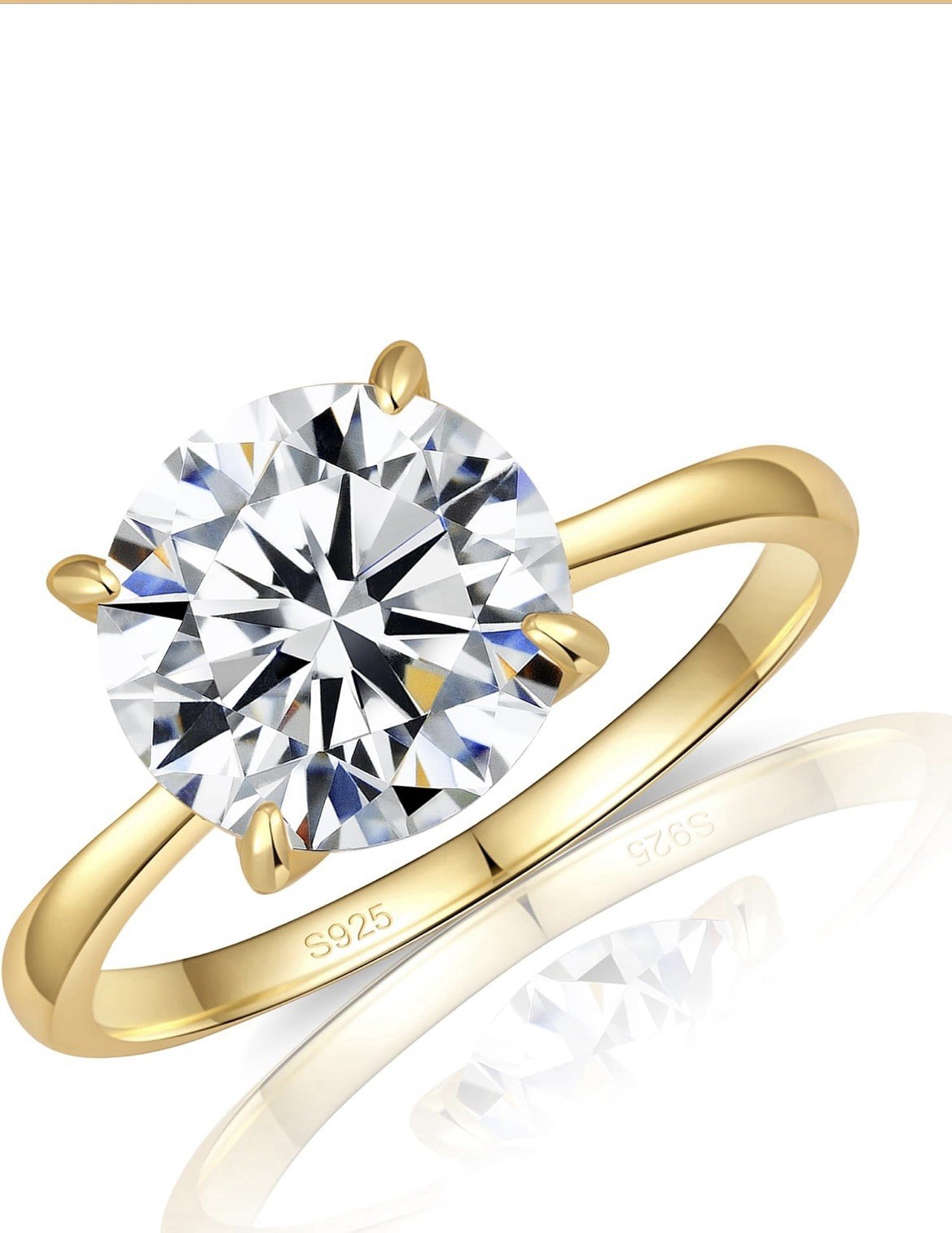 0.5-4CT D VVS1 Moissanite Ring 925 Silver Two Tone 18K Gold Plated Wedding Band