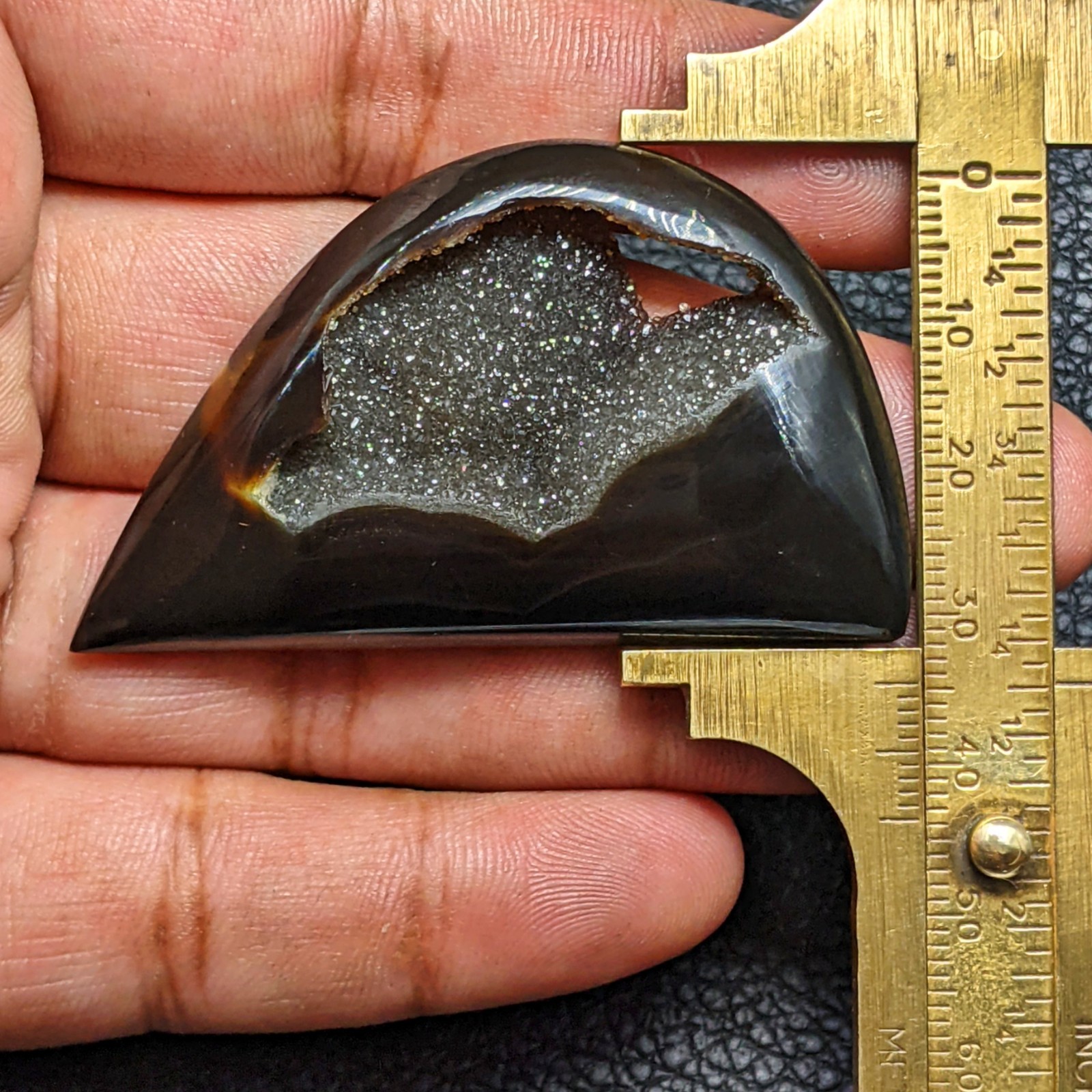 Natural Black Onyx Druzy Freeform Shape Cabochon Loose Gemstone 55x32mm