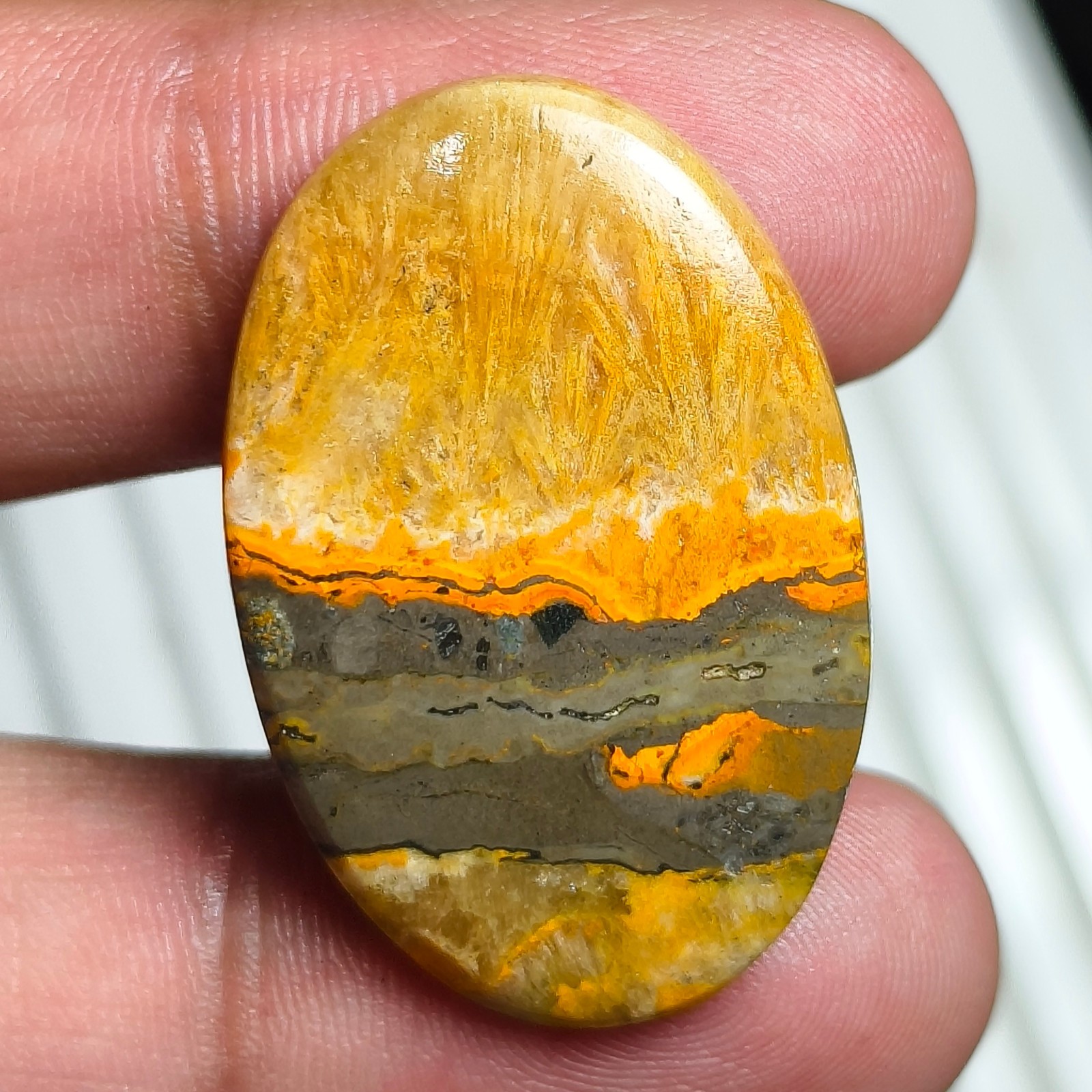 Natural Polished Bumble Bee Jasper Cabochon, Loose Gemstone For Wire Wrapped