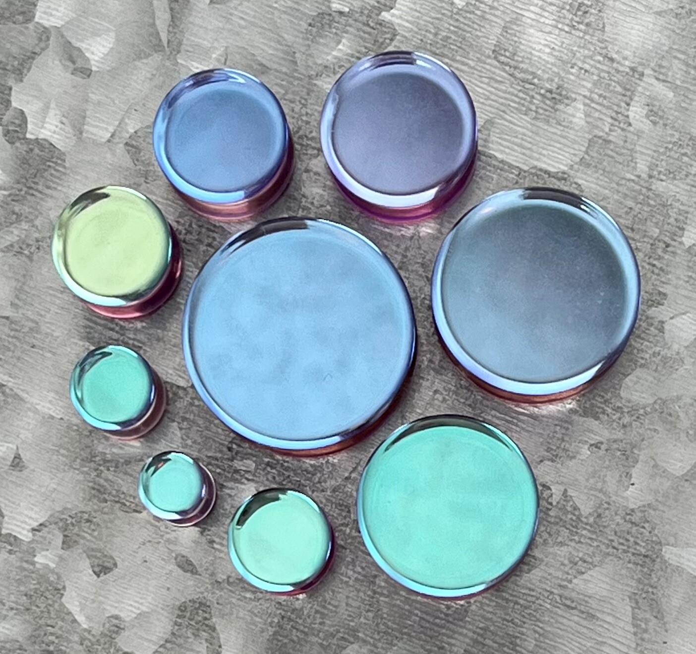PAIR Mermaid Iridescent Glass Double Flare Plugs Gauges Body Jewelry