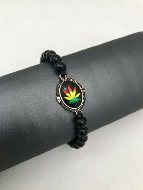 Celebrity Favorite Unisex Black beaded pot plant adjustable bracelet