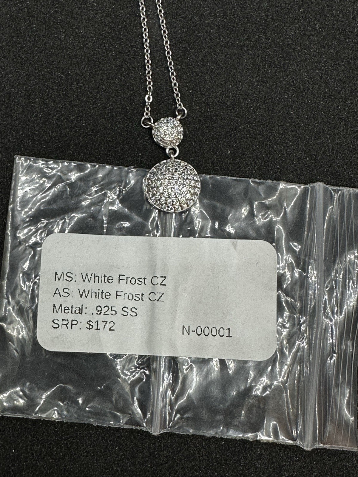White Frost CZ necklace On Sterling Silver. 18” With A 2” Extender