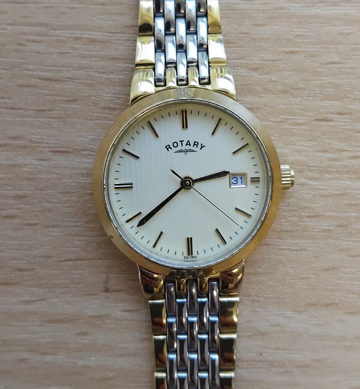 Rotary LB03497/03 Two Toned Self Adjust Strap Watch and Bracelet 2 Piece Set