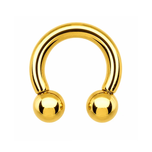 PVD Gold Horseshoe Circular Barbell 2G to 12G Piercings Jewelry Sold Each