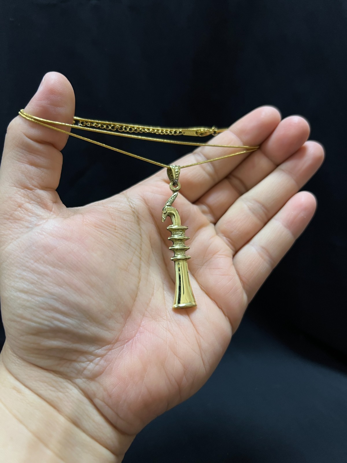 Brass Egyptian Djed Pillar Seth Pendant Necklace Symbol of Power