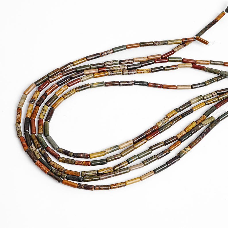 4X13MM Unique Natural Multicolor Picasso Jasper Stone Tube Beads AAA Loose Beads