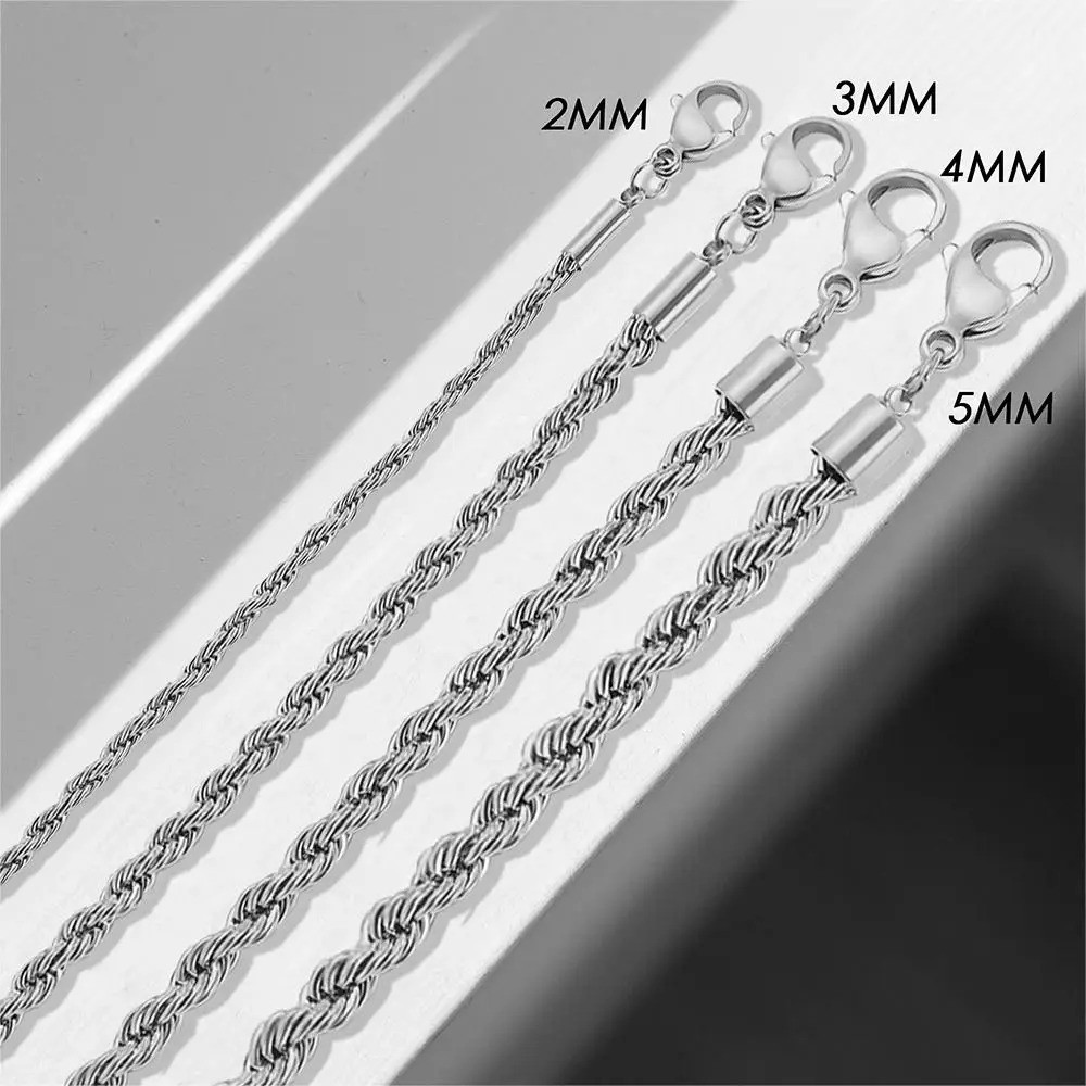 Simple Silver Twist Chain Bracelet Hip Hop Jewelry Adjustable Party Accessories