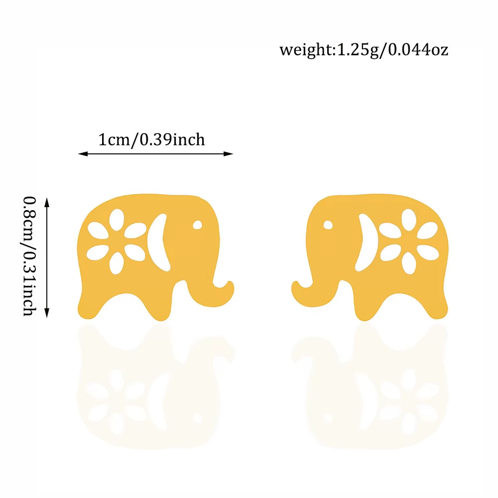 14K Gold Plated Elephant Stud Earrings – Dainty Stainless Steel for All Ages