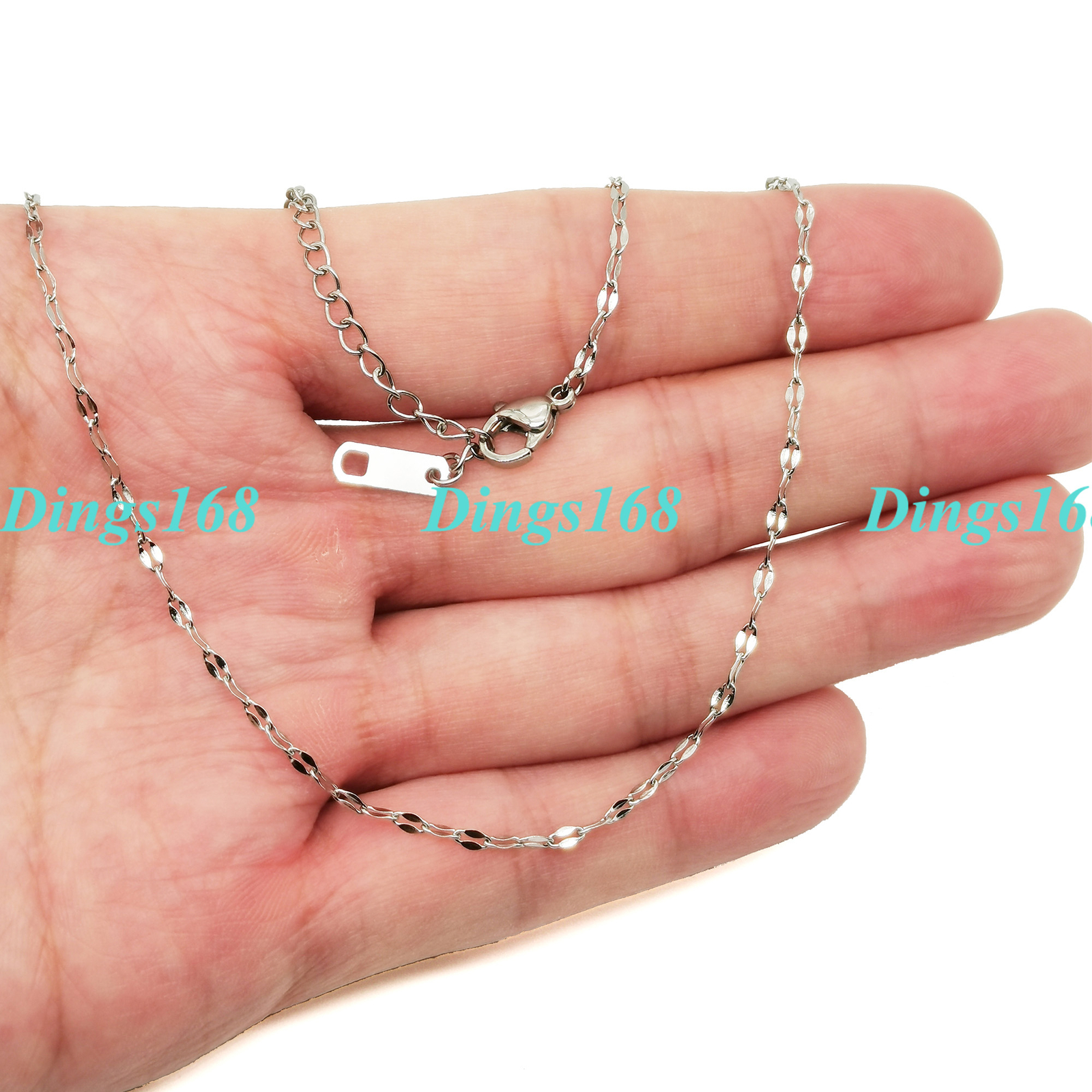 Men & Women’s 18K White Gold Filled Italian Lip Shape Link Chain Necklace F082W