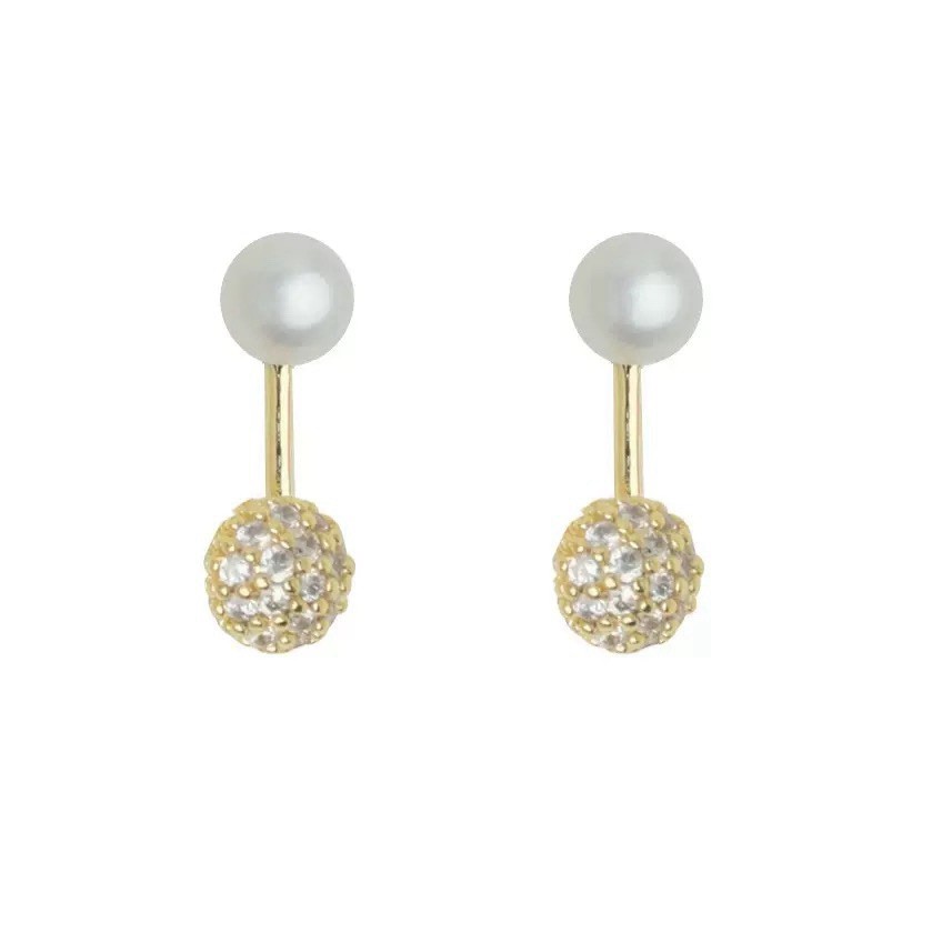 Front Back Pearl Earrings，Pearl Double Sided Stud Earrings for women girls