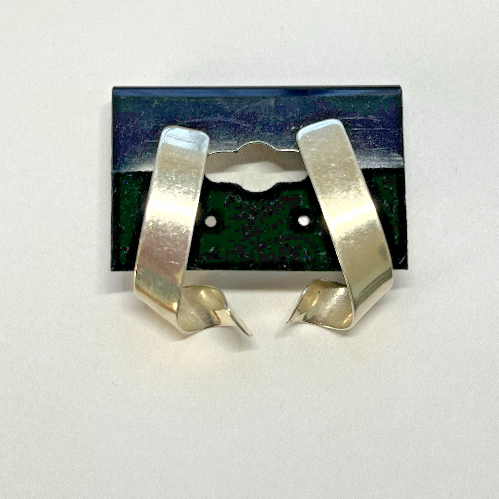 Sterling Silver J Hook Ribbon Stud Earrings