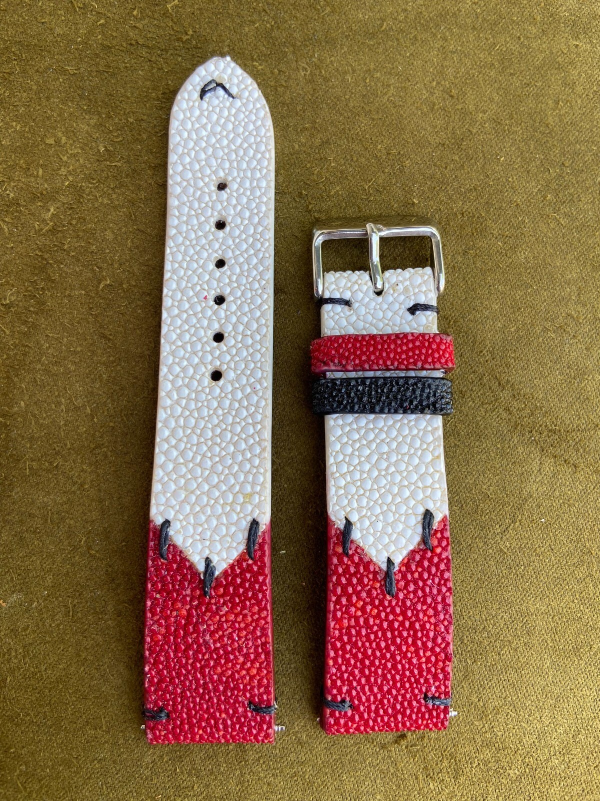 Red – White Stingray Watch Strap Band 16mm 18mm 19mm 20mm 21mm 22mm 24mm 26mm