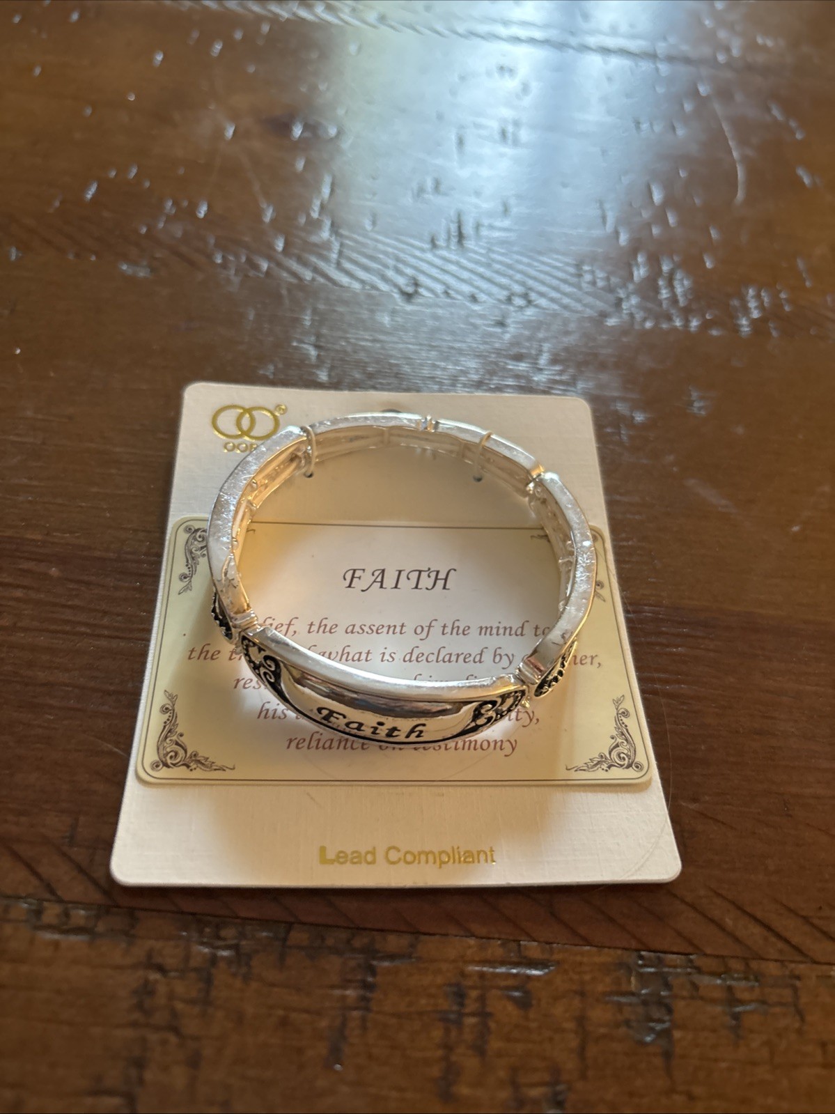Silver Toned Faith Bracelet New Stretches To Fit