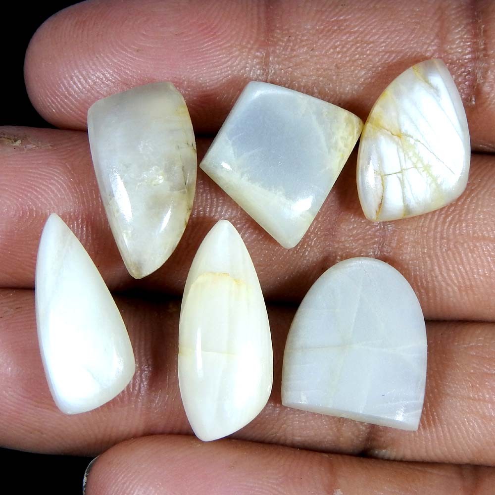 43.40Cts100%Natural Quality Silky Monnstone Fancy Cabochon Loose Gemstone.lot