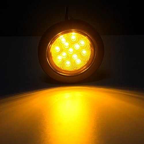 2.5″ Round LED Marker Lights 13 LEDs w/Reflectors, 10 Amber + 10 Red 2 1/2″