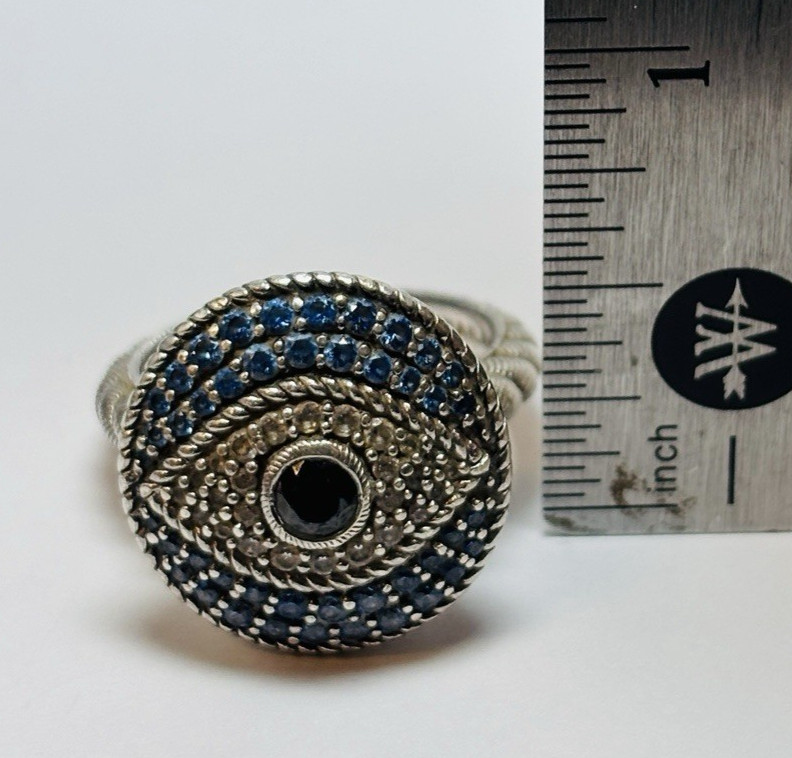 Judith Ripka Sterling 925 Silver Evil Eye Cubic Zirconia Ring Size 8 – .31