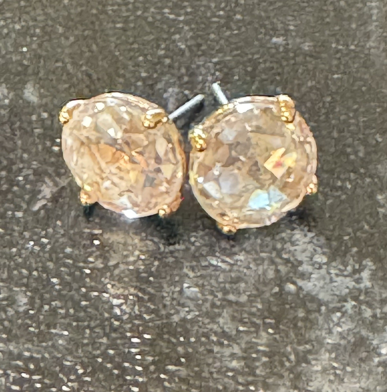 Vintage Inverse Cut Champagne CZ-4 Prong- 4 Carat Stud Earrings-Rose Gold Plated