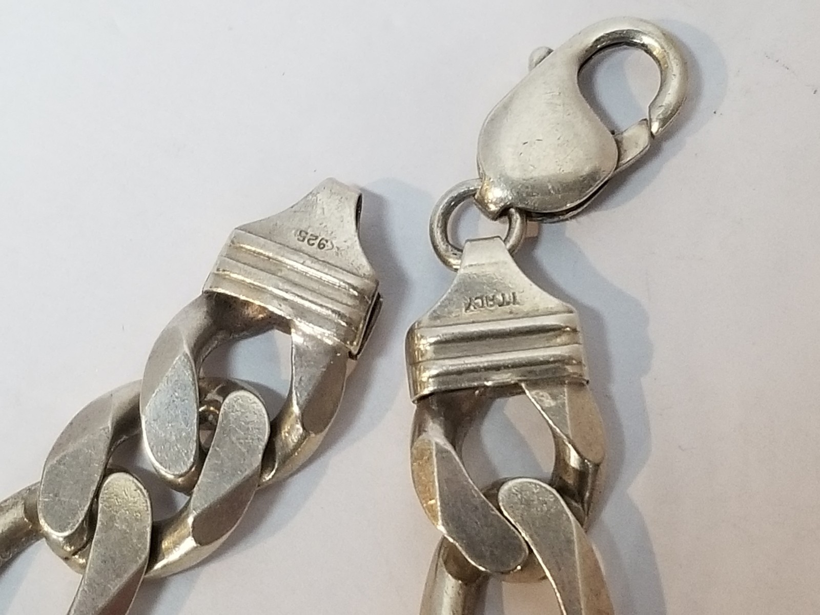 CLASSIC STERLING SILVER ITALIAN FIGARO LINK BRACELET ~ 49.5 Grams