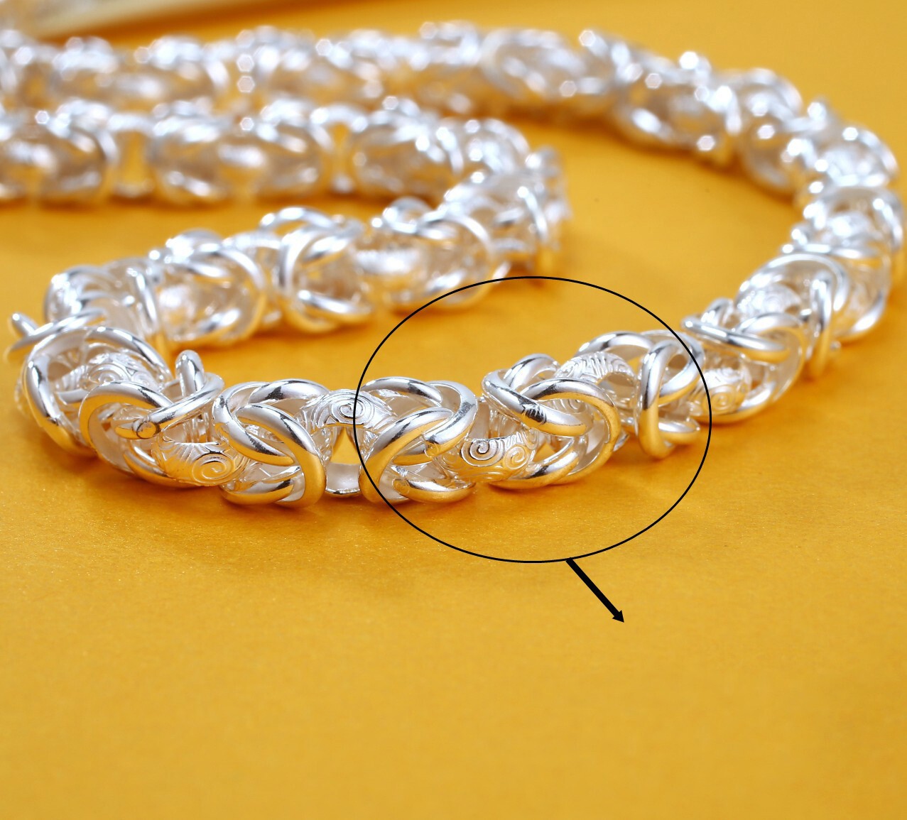 999 Pure Silver Necklace Dragon Keel Women Men’s 6.5mm/8mm/9mm Link Chain