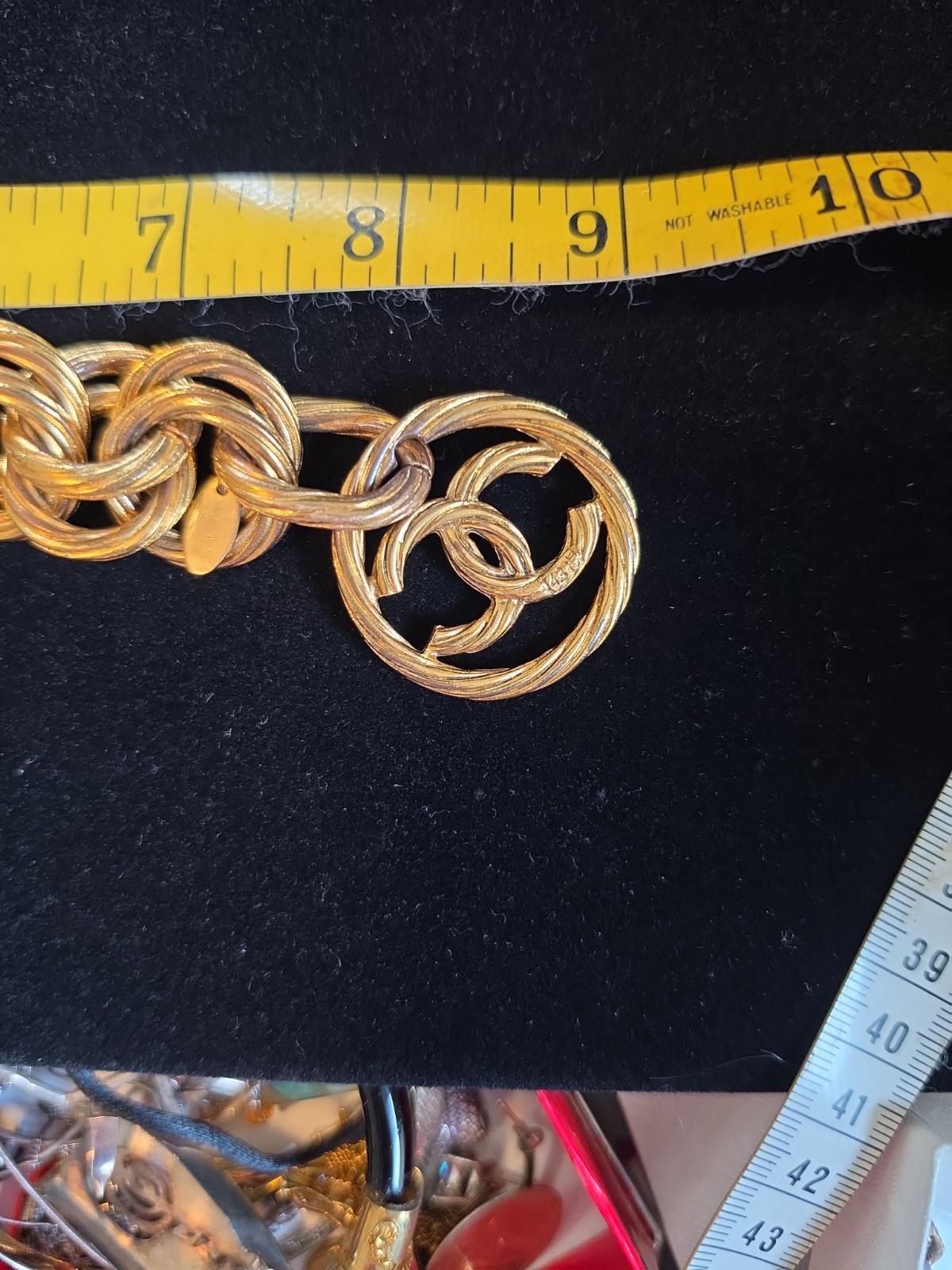 VTG CHANEL double twisted link logo bracelet LAGERFELD SPRING 93 AUTHENTICATED