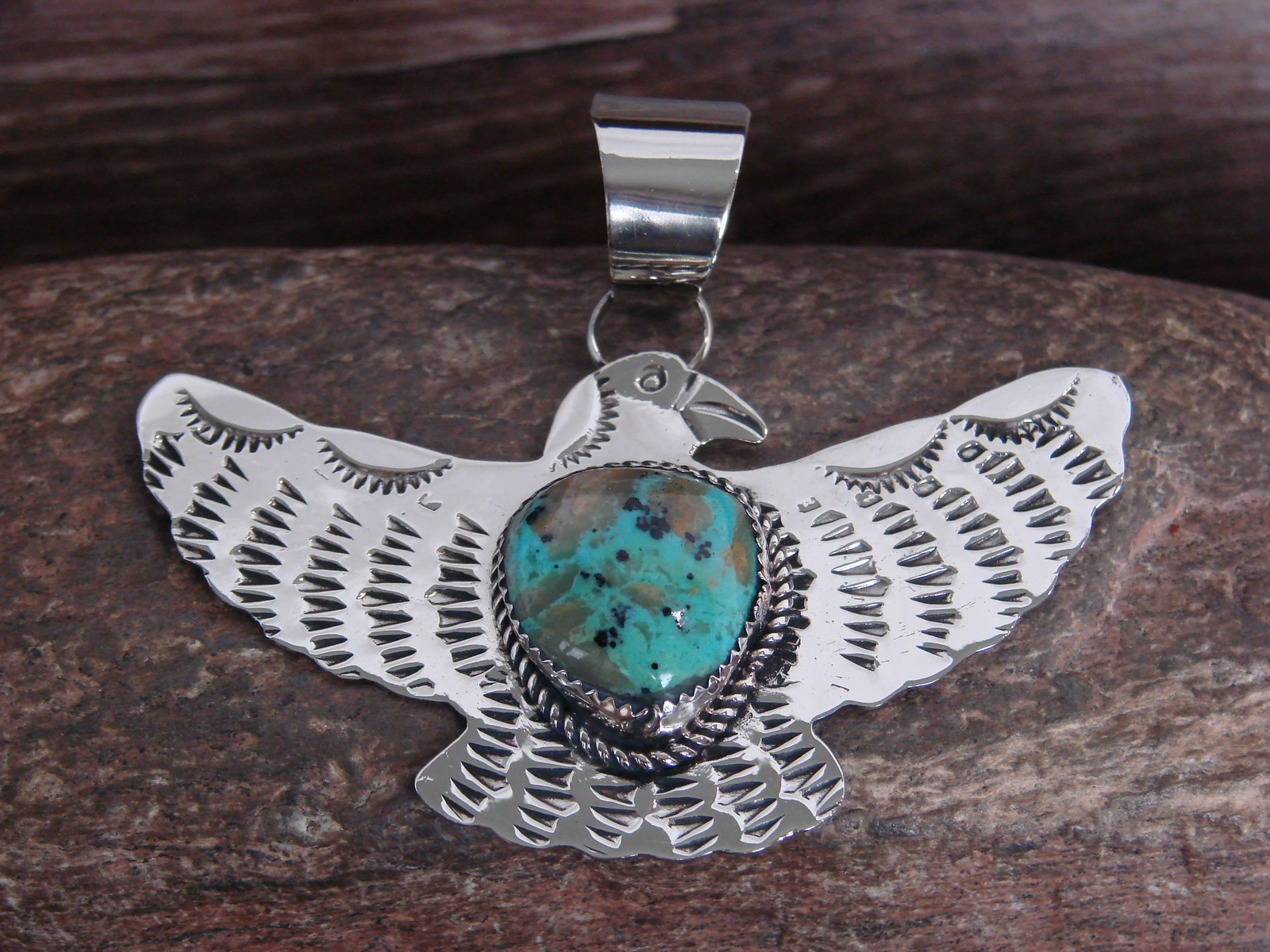 Native American Nickel Silver & Turquoise Eagle Pendant – Cleveland