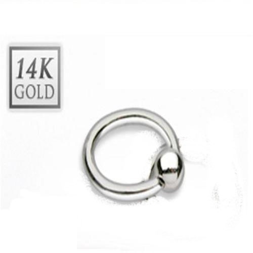 14(1.6mm) 3/8 inch(10mm) 4mm 14K White Gold Captive Bead Ring Hoop C93