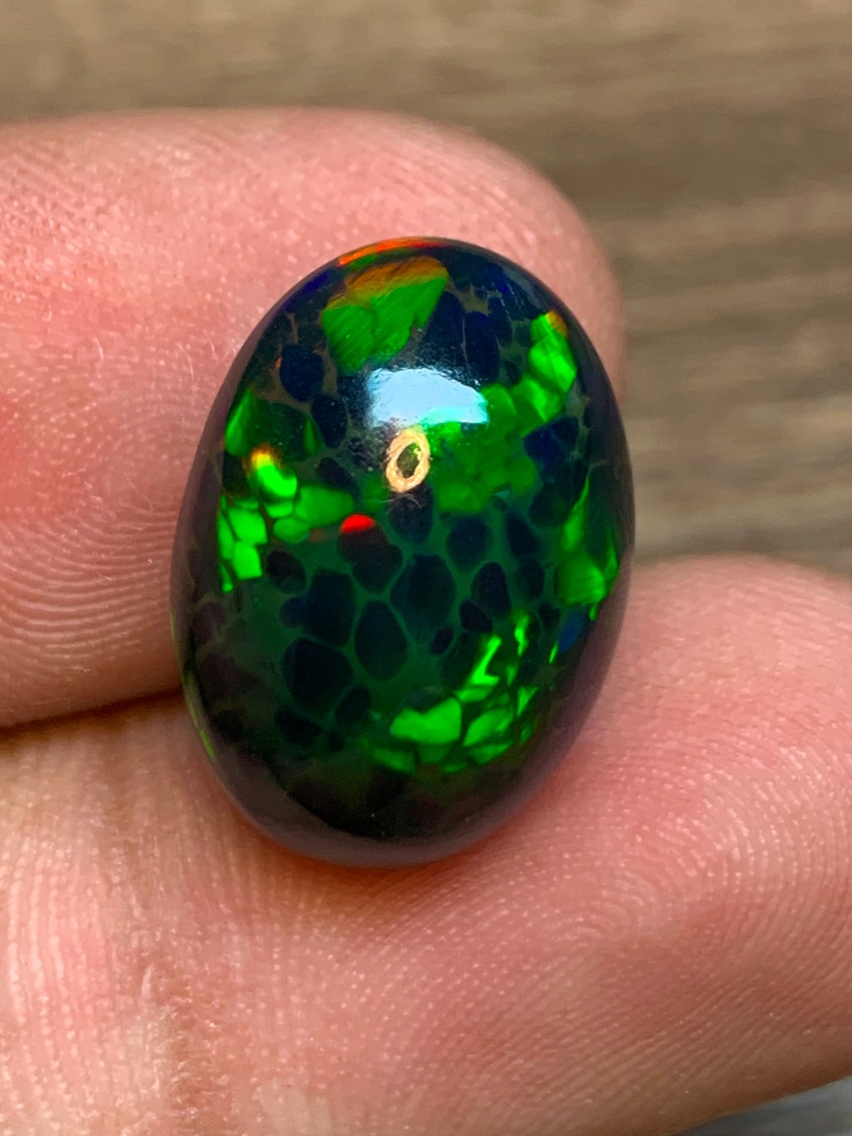 Ethiopian Honeycomb Black Opal 13x18mm Oval Cabochon 8.6crt Gemstone for Jewelry