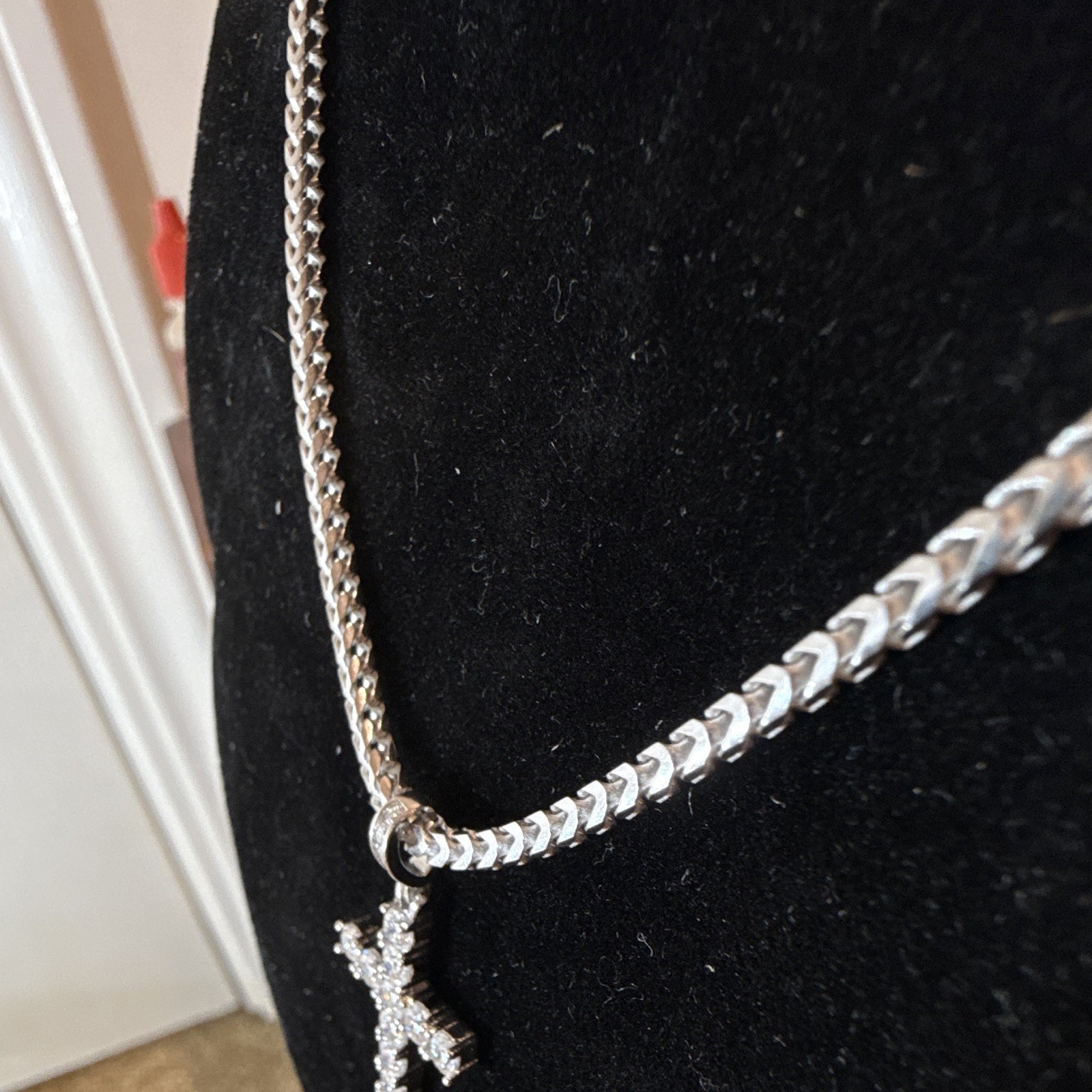 20” 2.5mm Rounded Franco Chain SOLID 925 (17g) w Moissanite Tennis Cross 2.0 CTW