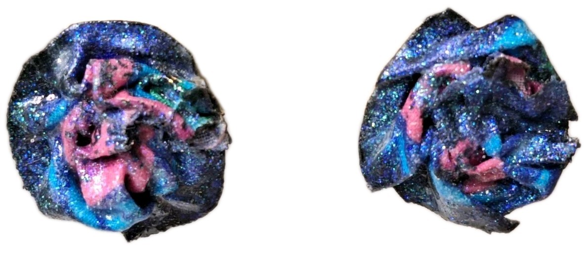 VTG Paper Mache Pierced Earrings Retro 80’s Glazed Ruched Fabric Glitter *RARE