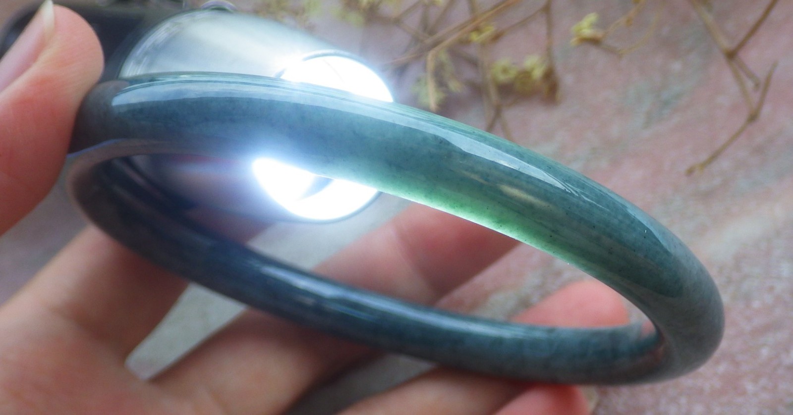Video Certified Natural A JADE JADEITE Circle Bangle Bracelet 69 mm 131740 VS