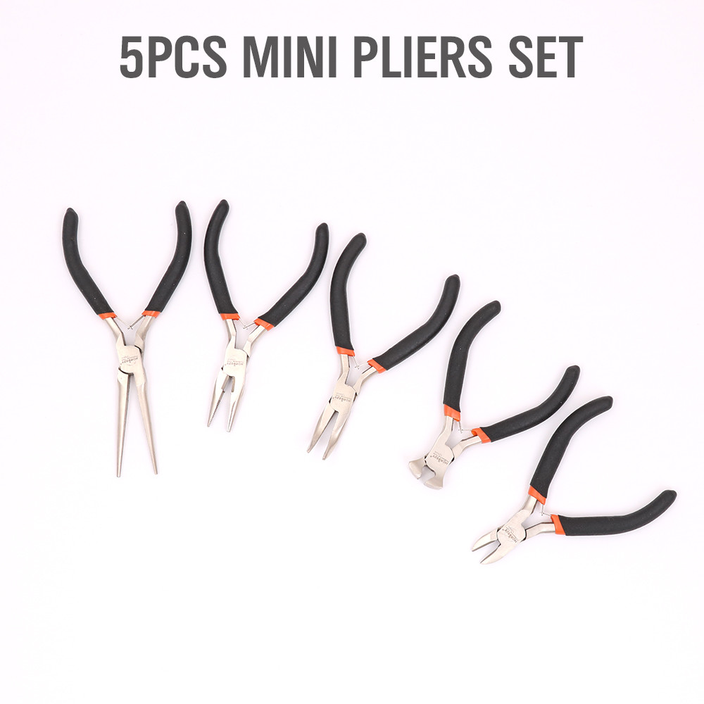 5PC Mini Pliers Set Jeweler Plier 6″ Cutting Making Beading Forging Comfort Grip
