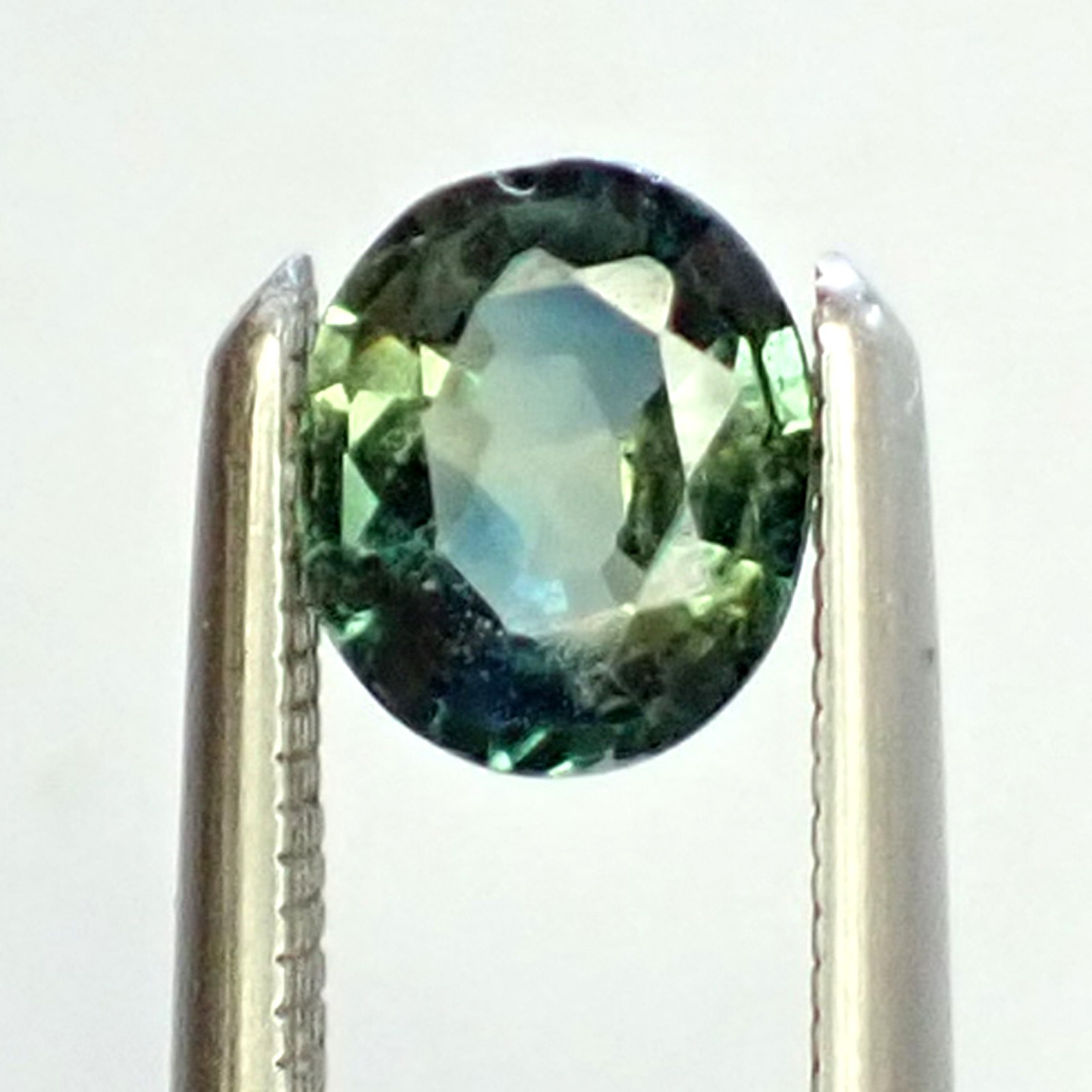 0.40ct Oval 5.0×4.1mm Green Blue Yellow Rare Natural Australian Parti Sapphire