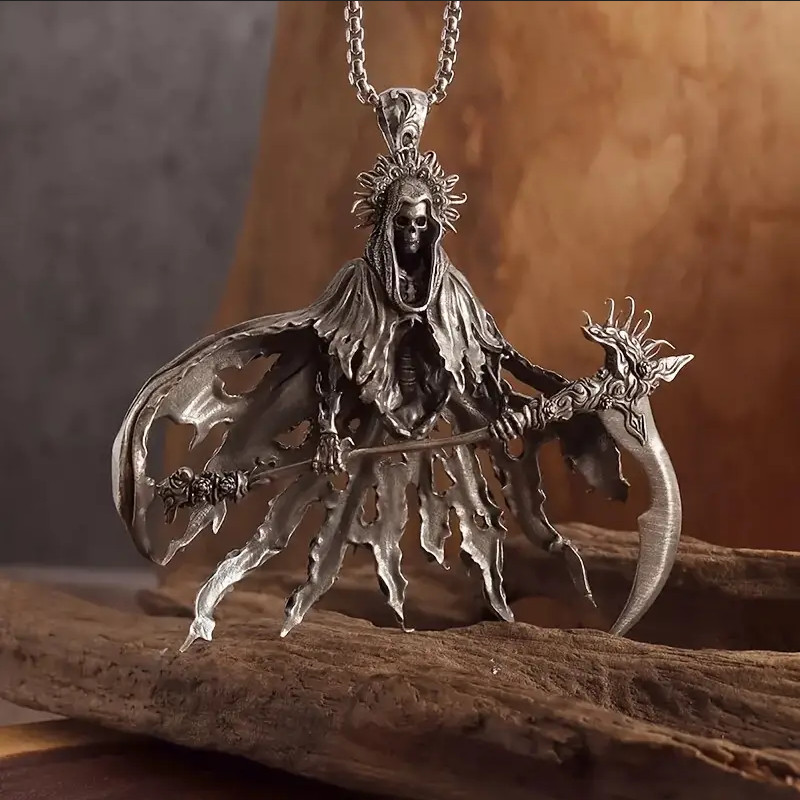 Hell Reaper Jewelry Vintage Silvery Sexy Death Grim Demon Pendant Necklace