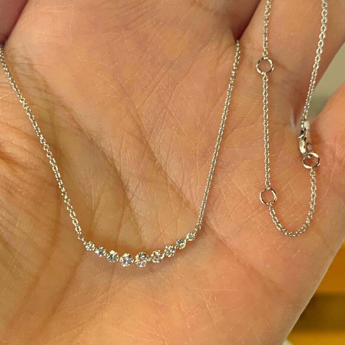 1.20Ct Round Cut VVS1/D Diamond Bar Pendant 14K Yellow Gold Finish 18″Free Chain