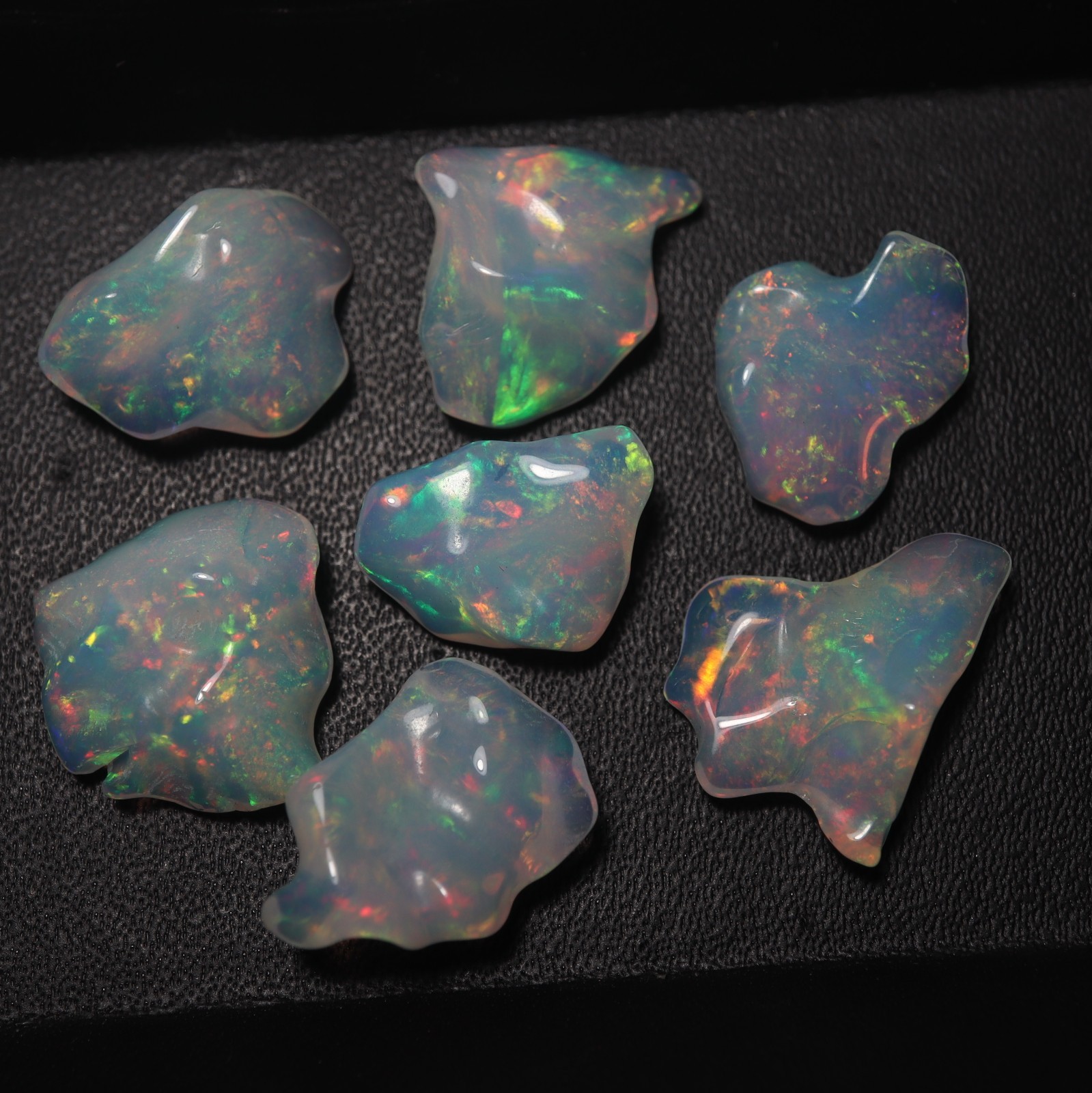 24Cts Natural AAA Ethiopian Opal Rainbow Fire Uncut Polished Rough 7 Pieces Lot