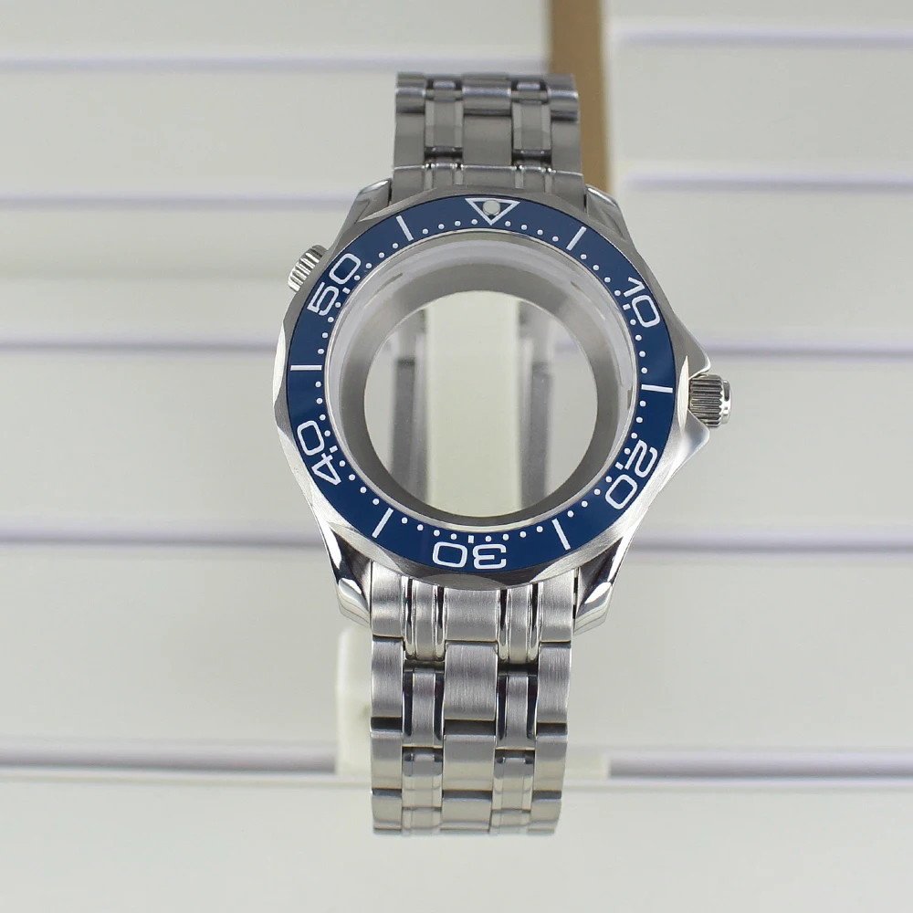 41mm Watch Case Bracelet Seamaster Mod Sapphire For Seiko NH35 NH36 NH38