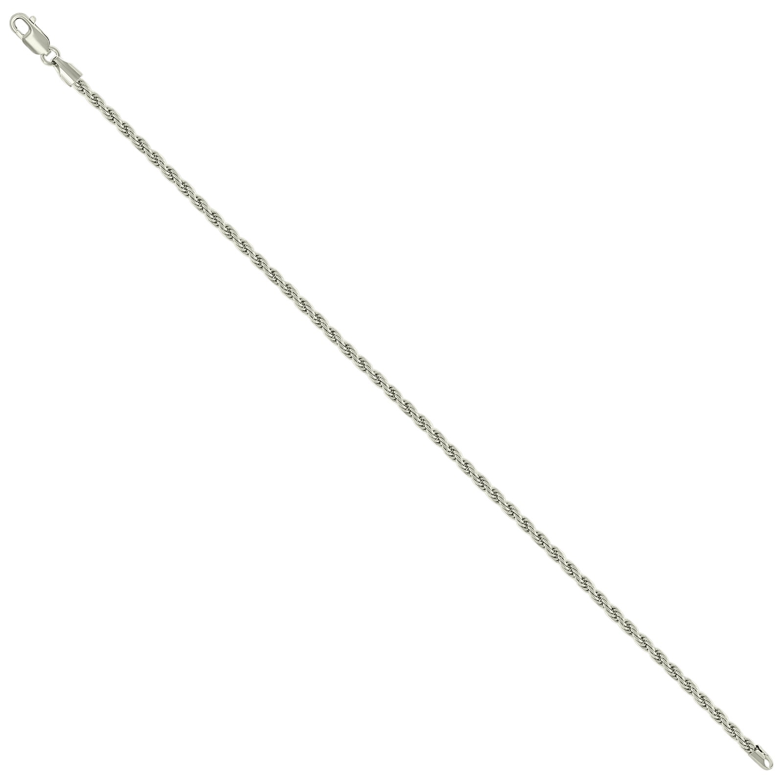 925 Sterling Silver Solid Rope Chain Silver 2.5mm 7inches to 24 Inches