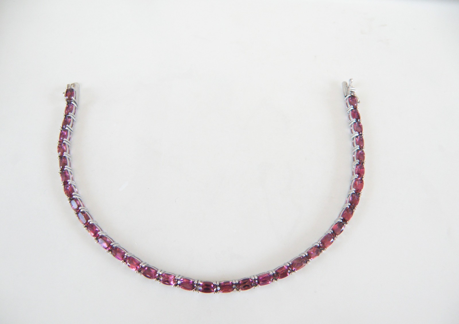 Sterling Silver 925 Rhodolite Pink Garnet Tennis Bracelet 8″