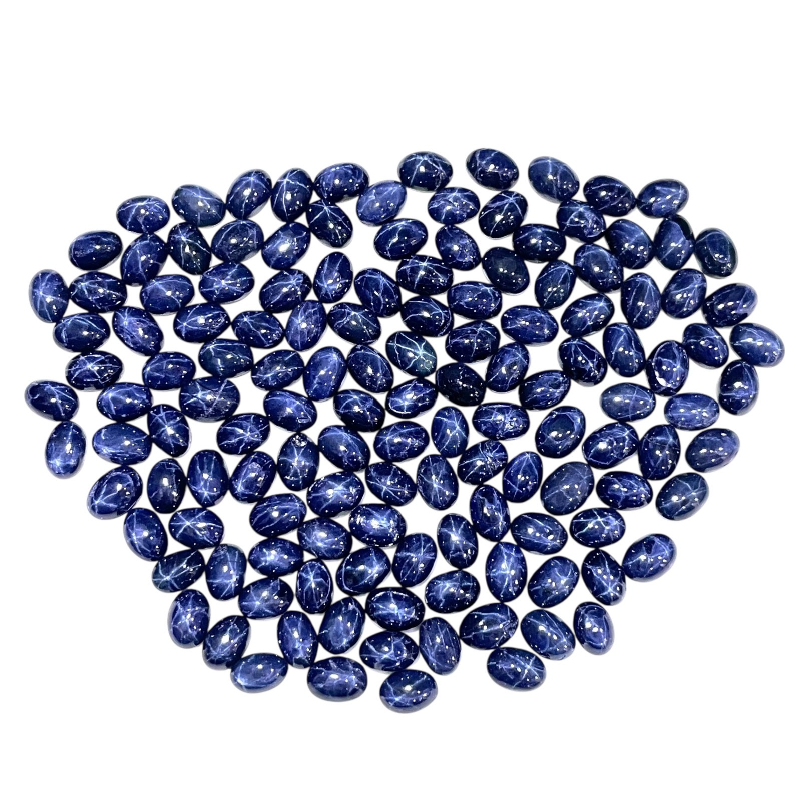 6 Pcs Natural Star Blue Sapphire 6x4mm Oval Cabochon Royal Loose Gemstones Lot