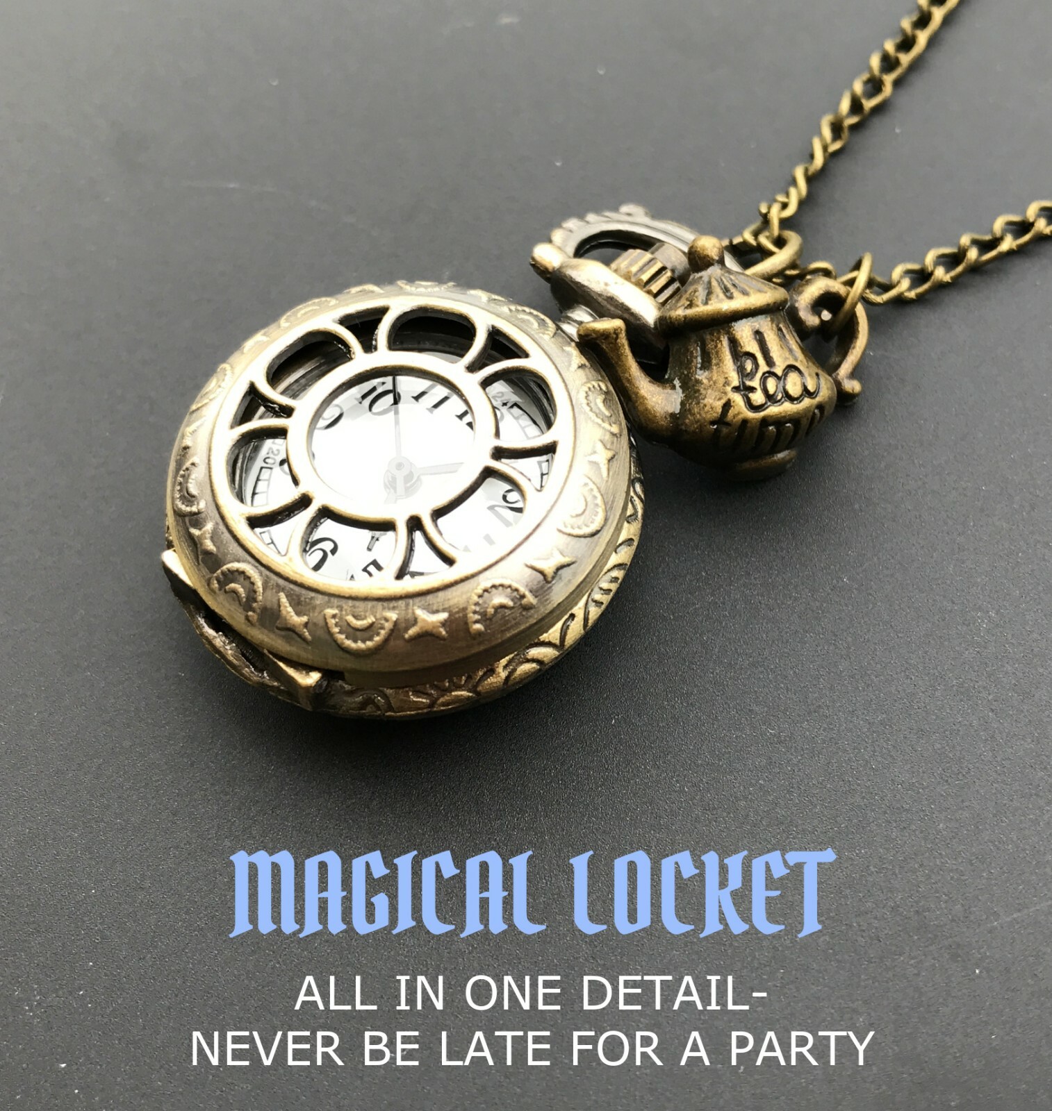 Alice in Wonderland necklace costume accessories jewelry pocket watch