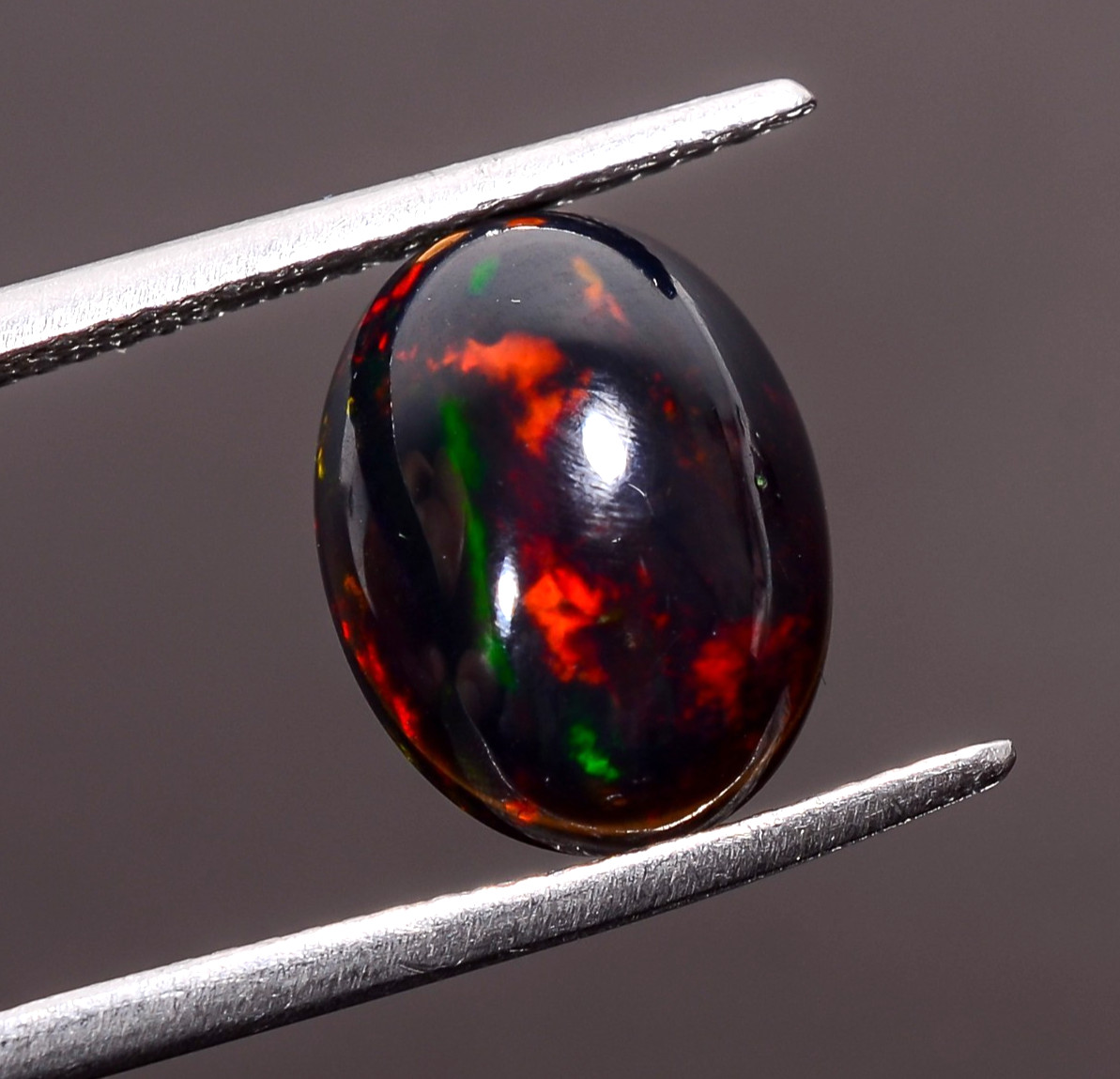 2.75 Ct Natural Black Ethiopian Opal Oval Shape Cabochon Loose Gemstone 12X9X5mm