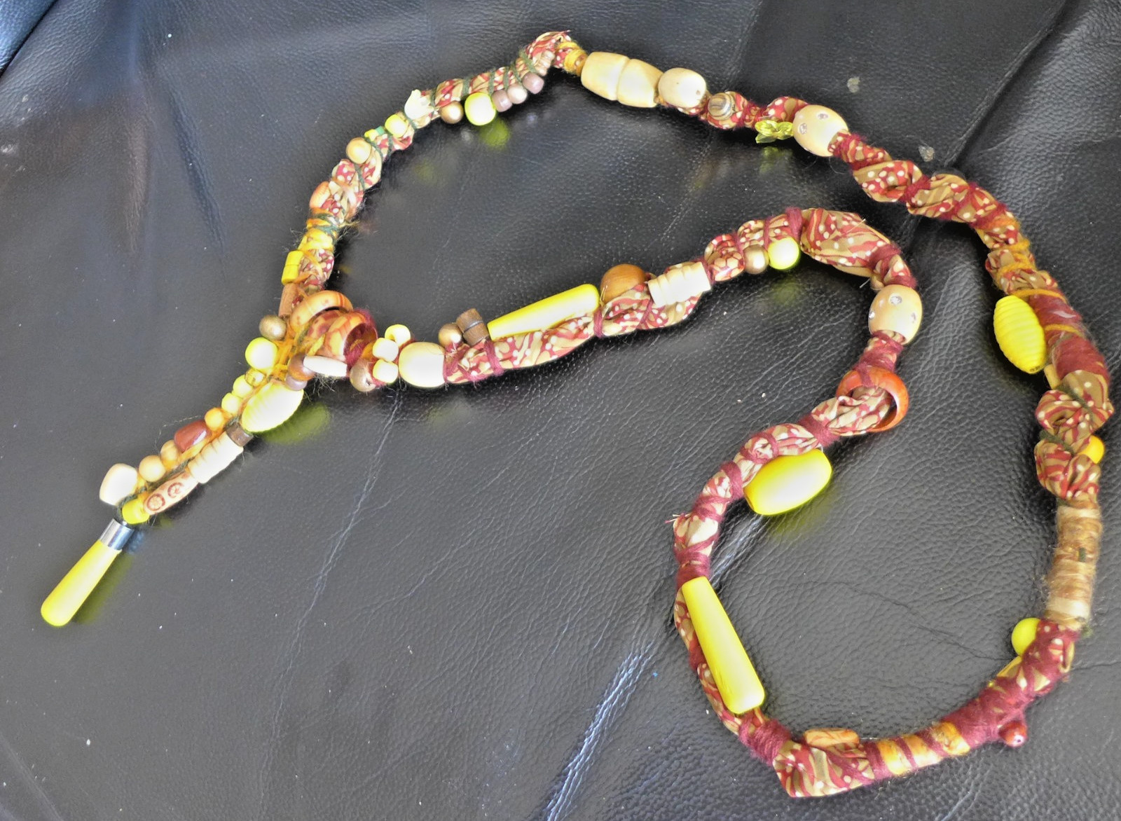 Handmade Fabric Necklace Fiber Art Beads Direct From Artist One Of A Kind