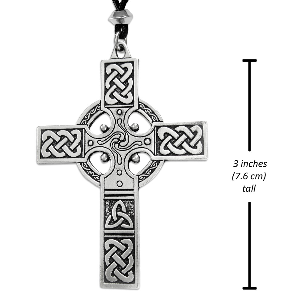 Large Celtic Cross Necklace Knotwork Jewelry Knot Pendant Christian Catholic