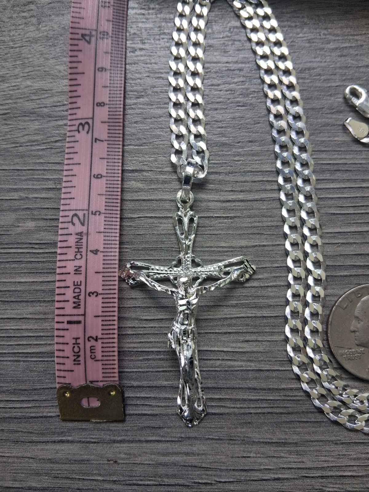 Cadena y Crucifijo Plata 925 / silver 925 chain and cross 24″ 4.5mm